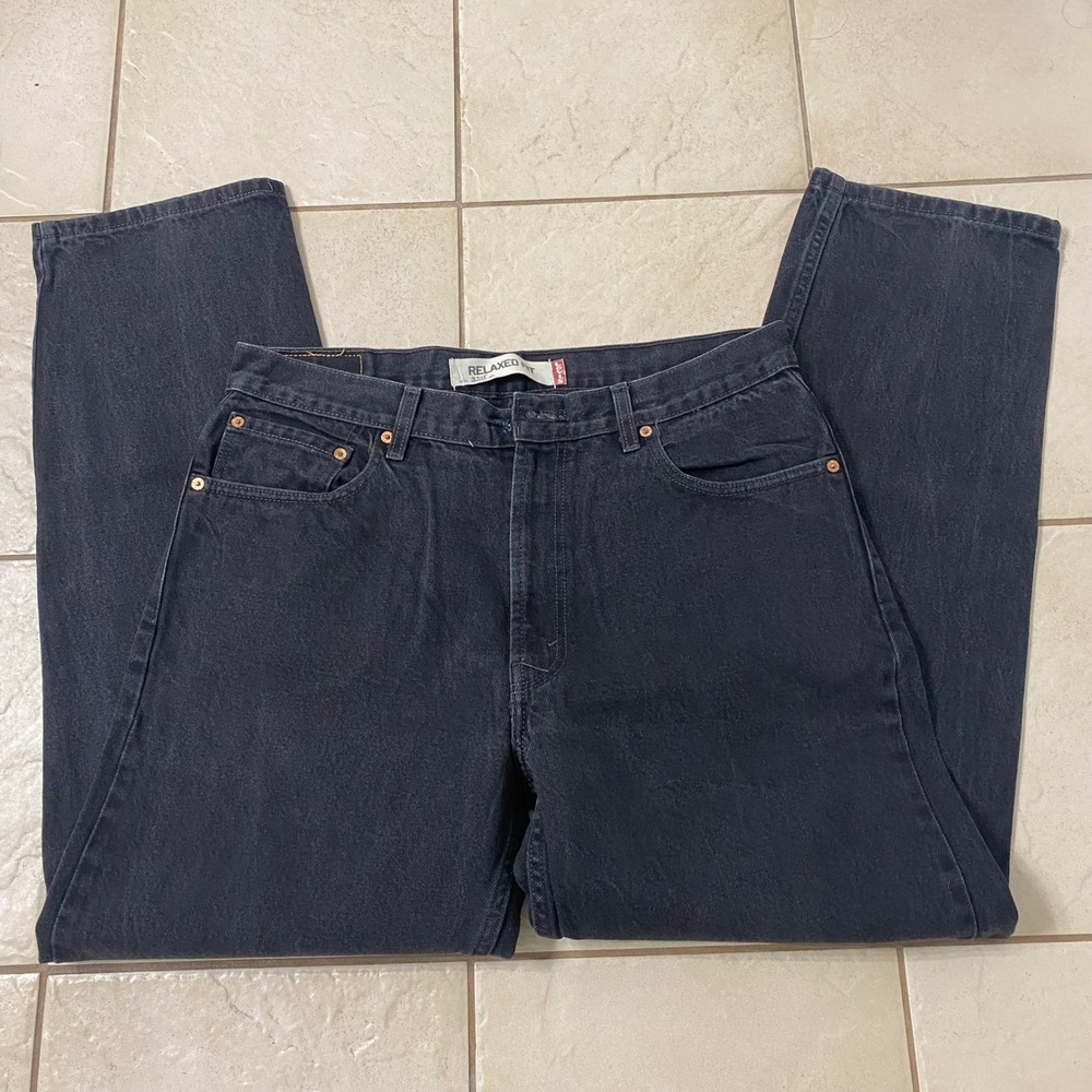 Levi Strauss 550 Relaxed Fit Mens Jeans Dark Wash W36 L32 Misssing Button on Fly
